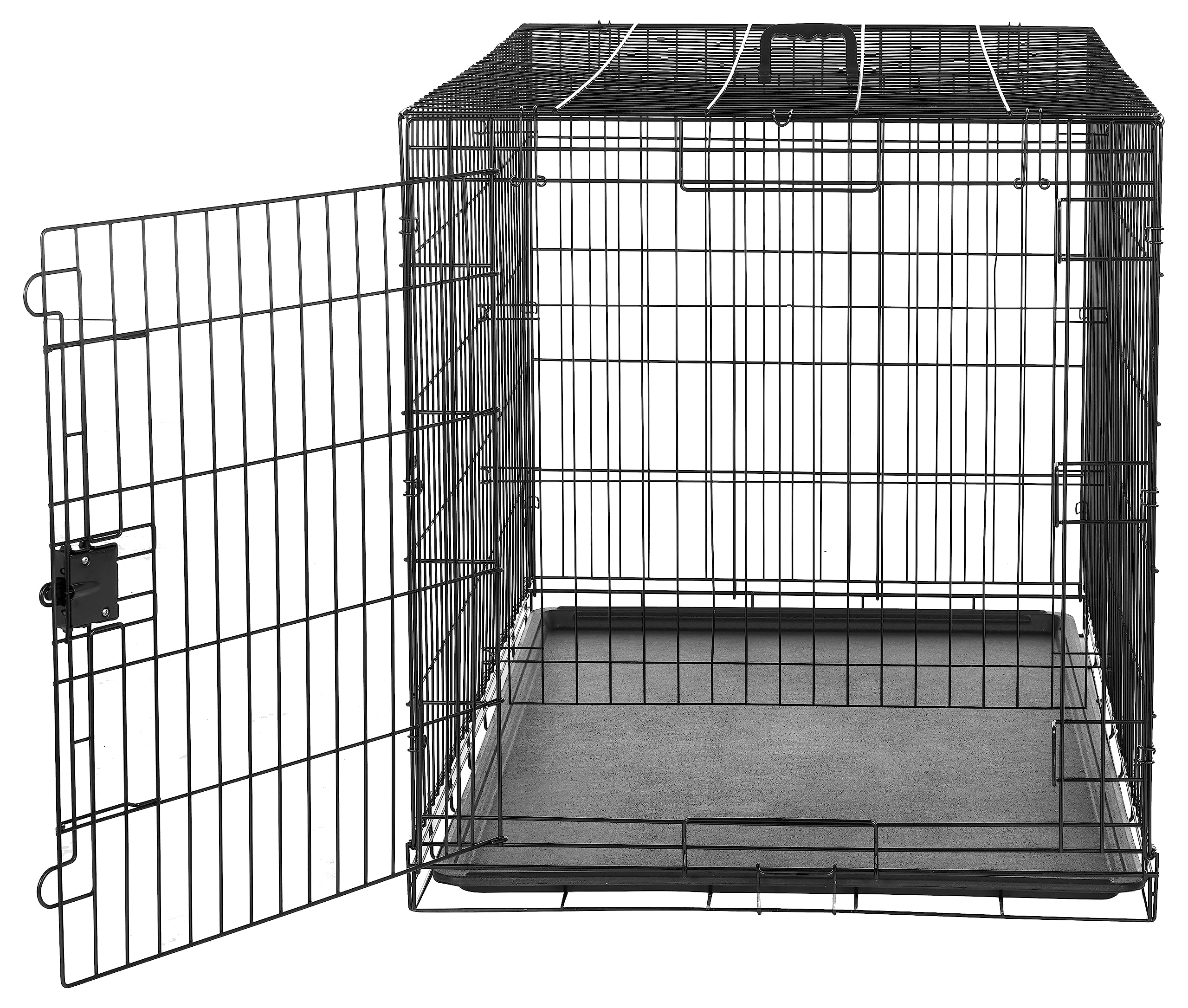 Amazon Basics Portable, Foldable Metal Wire Dog Crate with Removable Tray, Divider Panel, Easy to Assemble, for Large Dogs, 48 x 30 x 32.5 in, Black