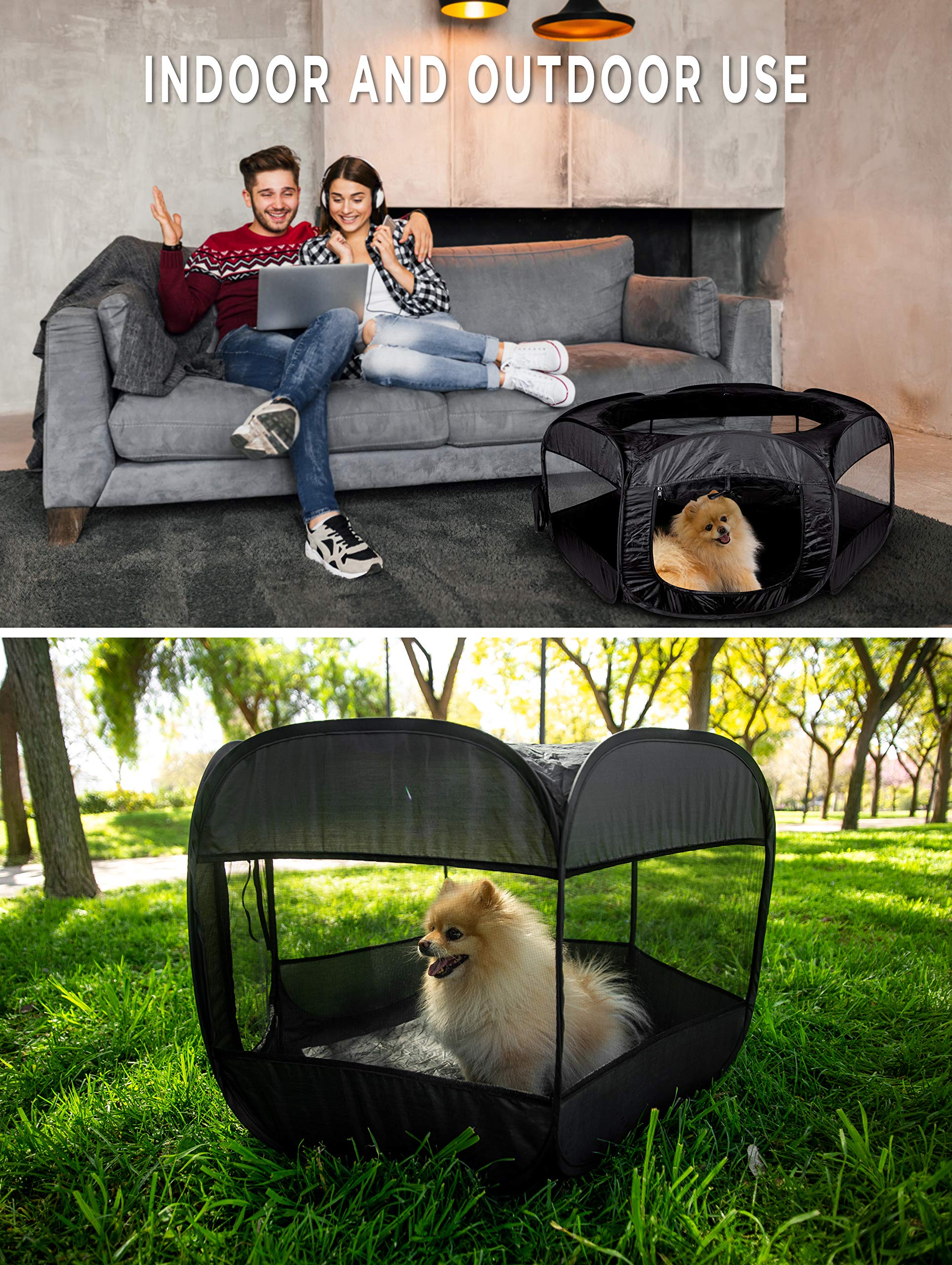 Zento Deals Portable pet playpen – Foldable Collapsible Lightweight Puppy Tent - Indoor or Outdoor Dog Tent, Animal Kennel, Pet Exercise – (23”Width x 24”Length x 23”Height)