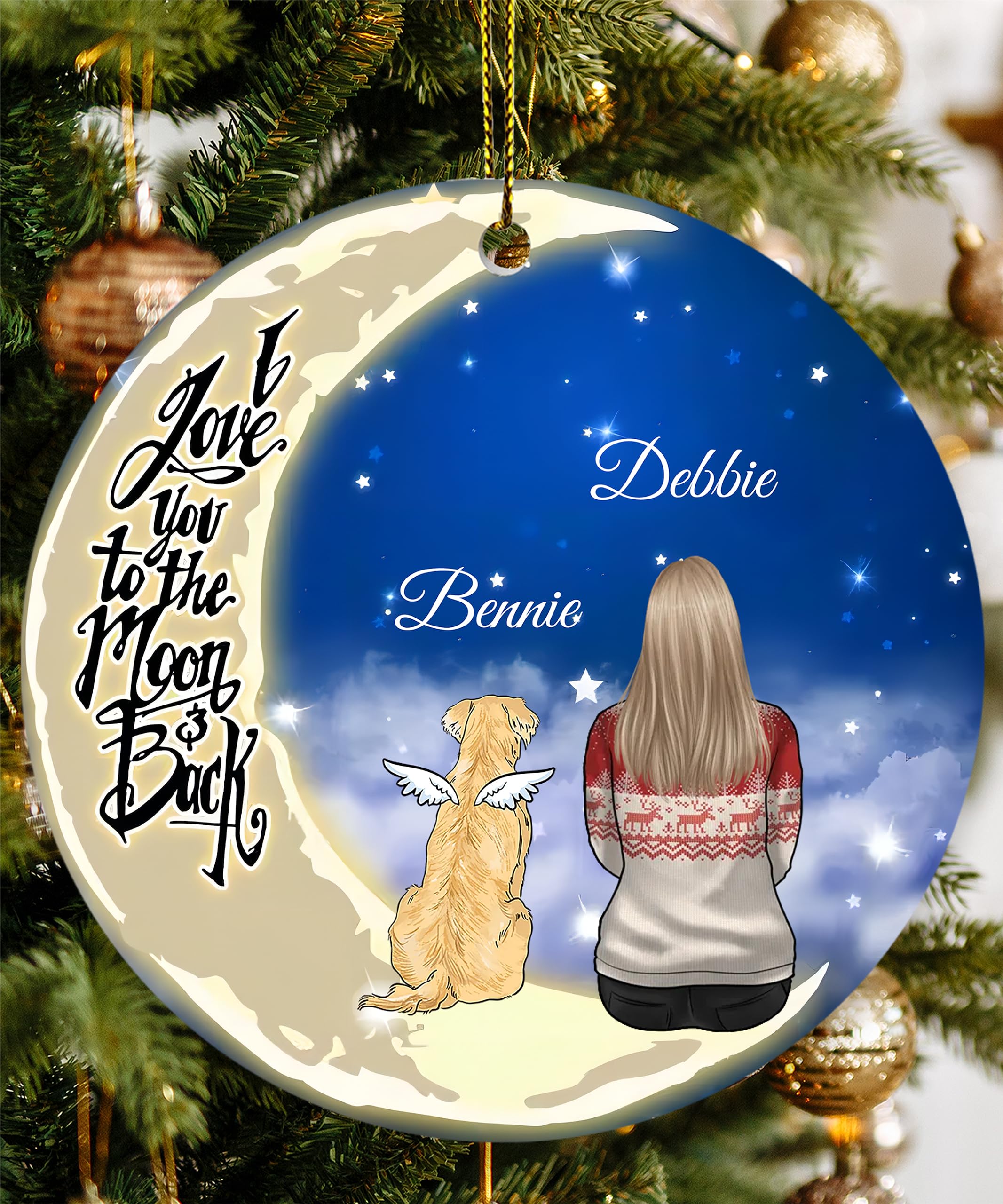 Personalized Dog Memorial Gifts for Loss of Dog, Custom Pet Memorial Ornament for Dogs, Loss of Dog Sympathy Gift, Dog Passing Away Gifts, Ceramic Ornament for Christmas Tree (Women)