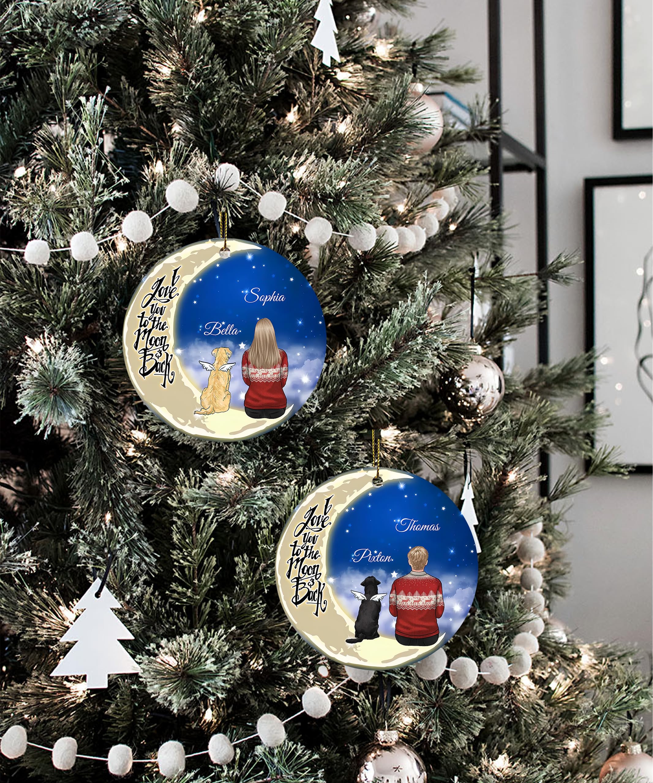 Personalized Dog Memorial Gifts for Loss of Dog, Custom Pet Memorial Ornament for Dogs, Loss of Dog Sympathy Gift, Dog Passing Away Gifts, Ceramic Ornament for Christmas Tree (Women)