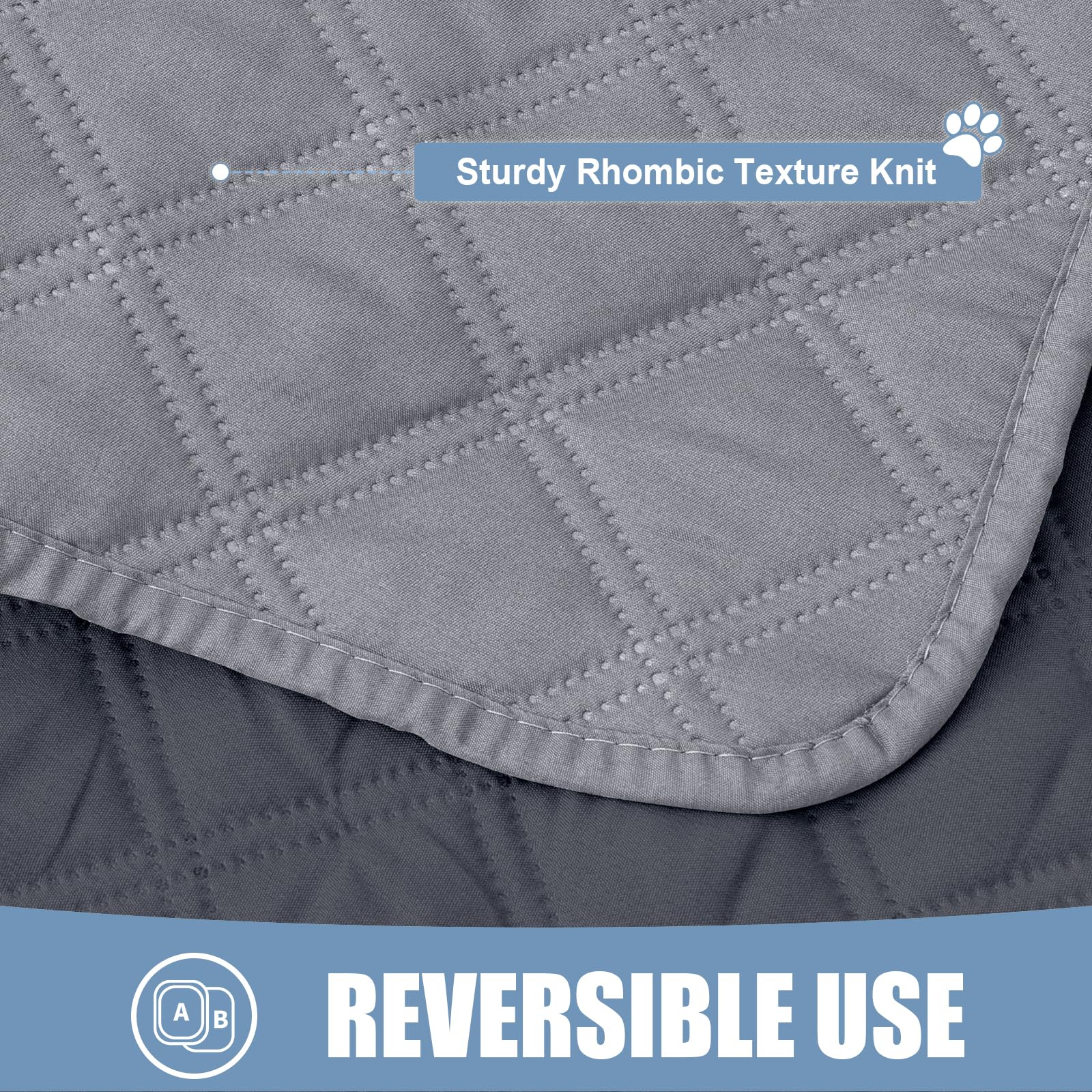 Smiry Waterproof Couch Covers for Dogs Washable, Reversible Pet Couch Covers for 3 Cushion Sofa Pet Friendly, Soft Sofa Furniture Protector for Dogs Cat Kids, Checkered (30"x70", Grey/Dark Grey)