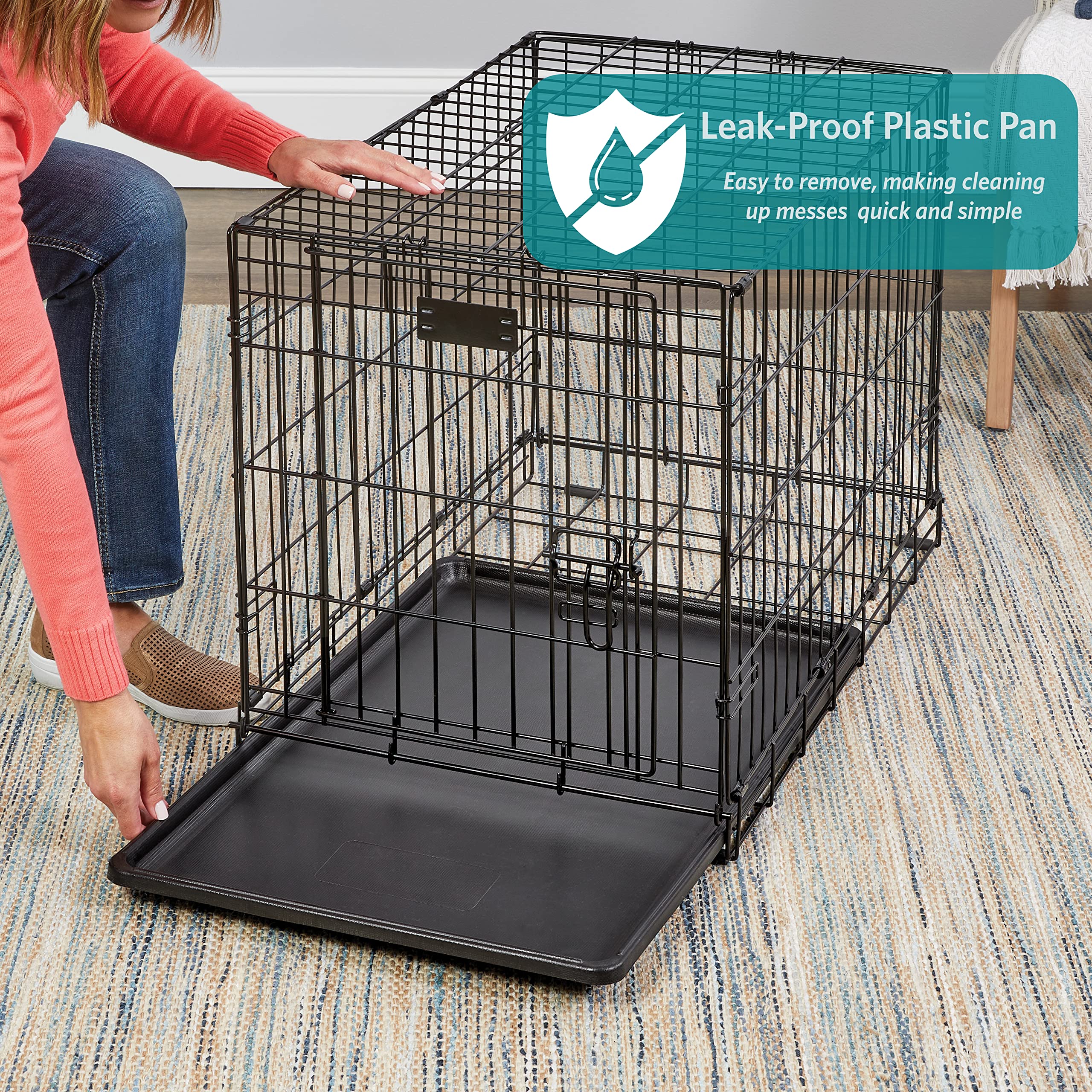 MidWest Homes for Pets 24-Inch iCrate for Small Breeds, 12-20 lbs, Single Door Folding Dog Crate with Divider Panel, Leak-Proof Tray & Secure Latch, Portable, Durable & Easy to Assemble