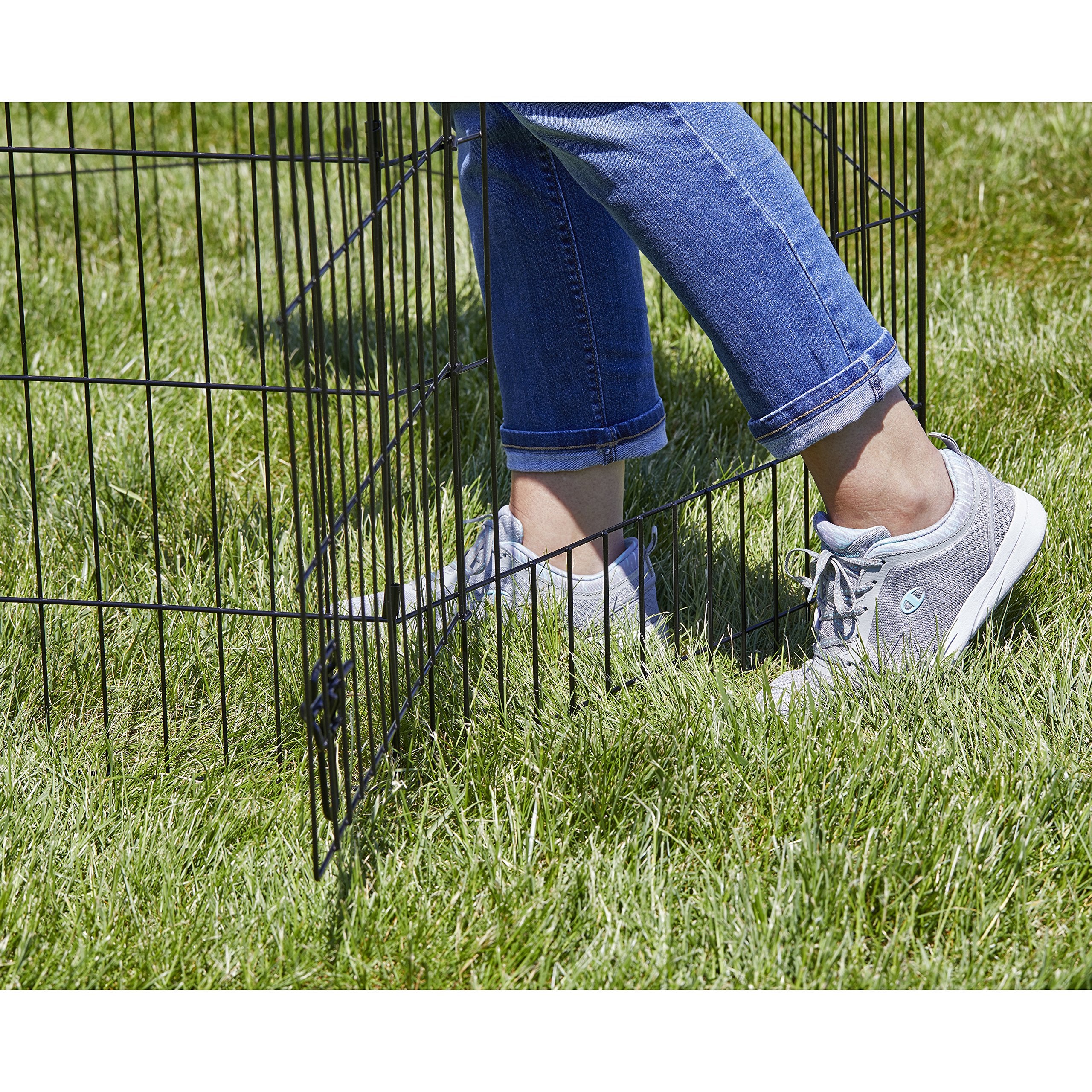 MidWest Homes for Pets Folding Metal Dog Exercise Pen, Indoor/Outdoor Playpen with Secure Door, Provides 16 Sq Feet of Play Space, 36-Inches Tall, Black E-Coated